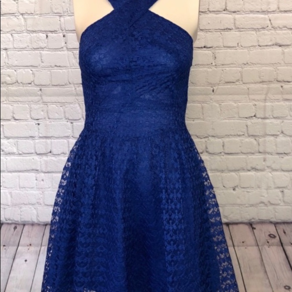 Moda International mini blue lace dress. Size 2.